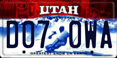 UT license plate D070WA