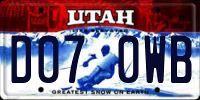 UT license plate D070WB