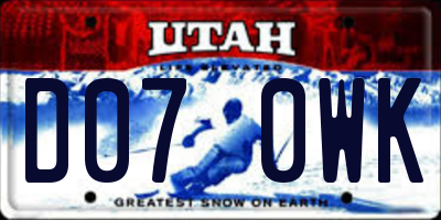 UT license plate D070WK