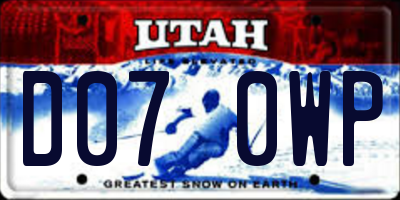UT license plate D070WP