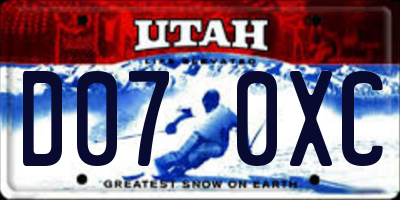 UT license plate D070XC