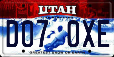 UT license plate D070XE