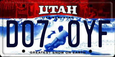 UT license plate D070YF