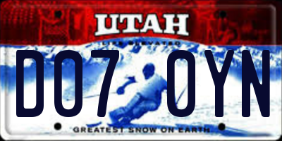 UT license plate D070YN