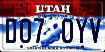 UT license plate D070YV