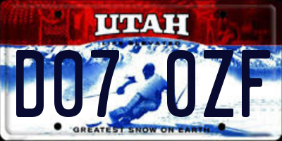 UT license plate D070ZF