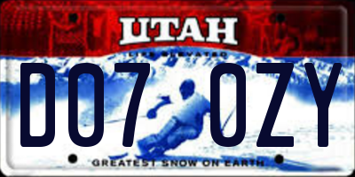 UT license plate D070ZY
