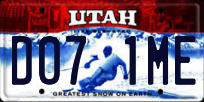 UT license plate D071ME