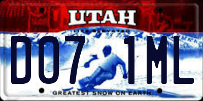 UT license plate D071ML