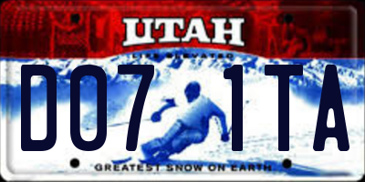 UT license plate D071TA