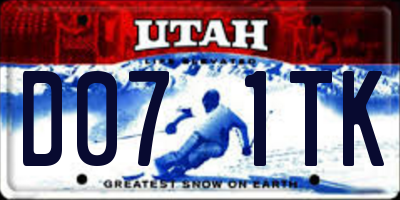 UT license plate D071TK