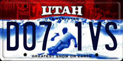 UT license plate D071VS
