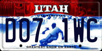 UT license plate D071WC