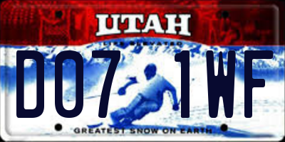 UT license plate D071WF