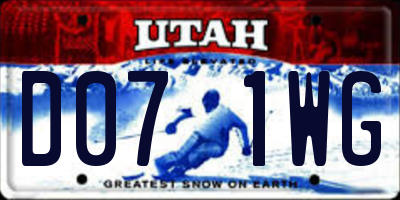 UT license plate D071WG