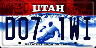 UT license plate D071WI