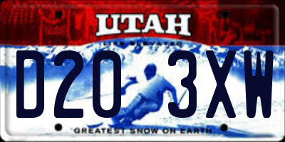 UT license plate D203XW