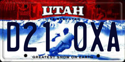UT license plate D210XA
