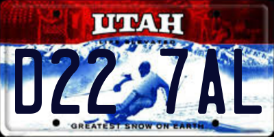 UT license plate D227AL