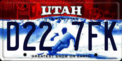 UT license plate D227FK