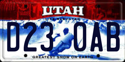 UT license plate D230AB