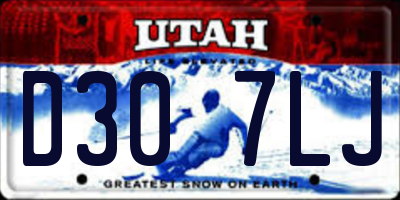 UT license plate D307LJ