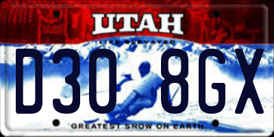 UT license plate D308GX