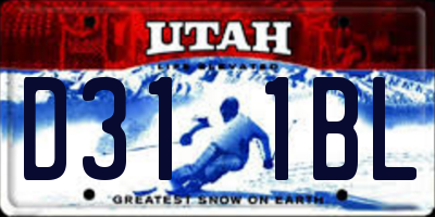 UT license plate D311BL