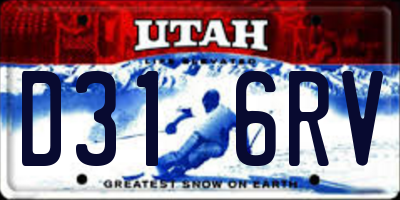 UT license plate D316RV