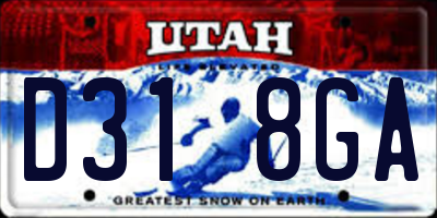 UT license plate D318GA