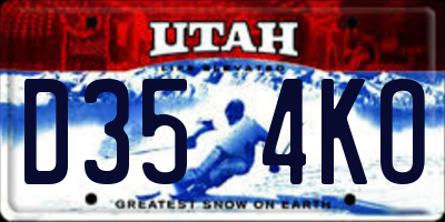 UT license plate D354KO