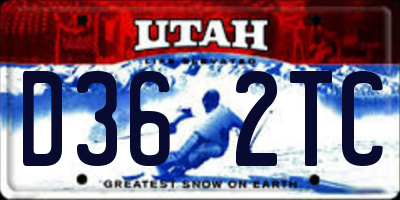 UT license plate D362TC