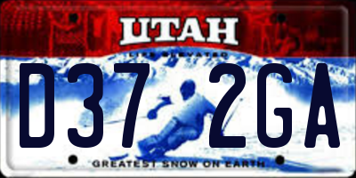 UT license plate D372GA