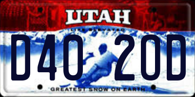UT license plate D402OD