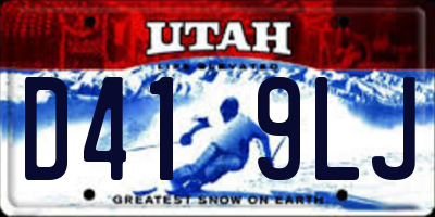 UT license plate D419LJ