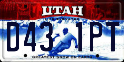 UT license plate D431PT