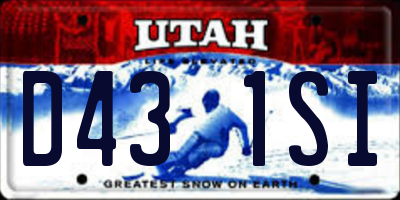 UT license plate D431SI