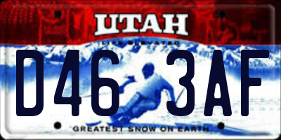 UT license plate D463AF