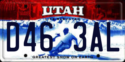 UT license plate D463AL