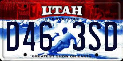 UT license plate D463SD