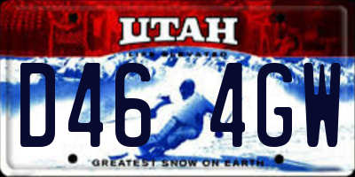 UT license plate D464GW