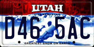 UT license plate D465AC