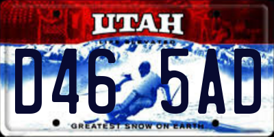 UT license plate D465AD