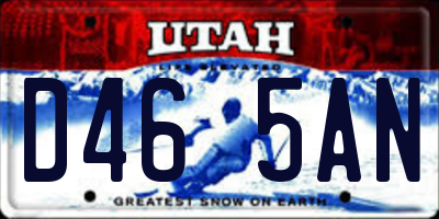 UT license plate D465AN