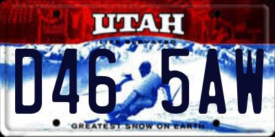 UT license plate D465AW