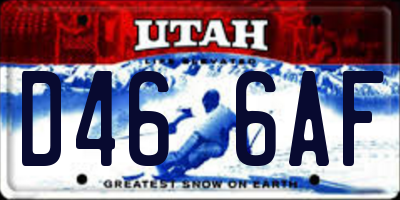 UT license plate D466AF