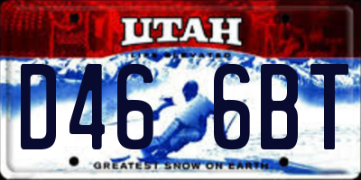 UT license plate D466BT