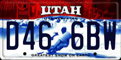 UT license plate D466BW