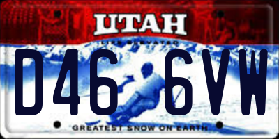 UT license plate D466VW