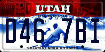 UT license plate D467BI